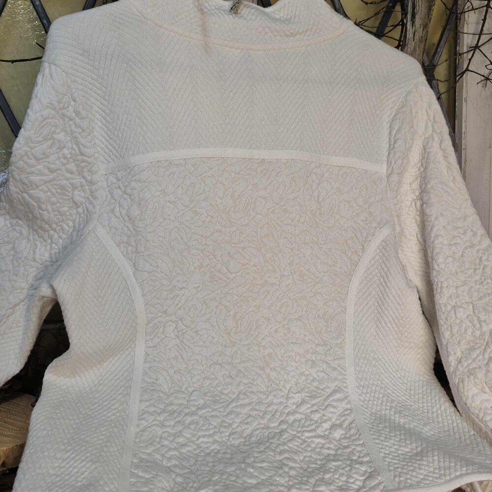 🍄50% ANTHROPOLOGIE White Zip Cardigan sz M - Picture 6 of 8
